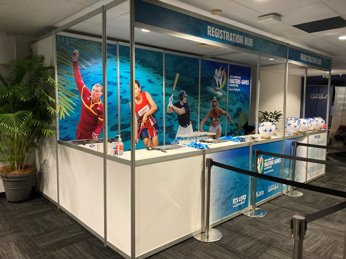 Registration hub set up for the Great Barrier Reef Masters Games