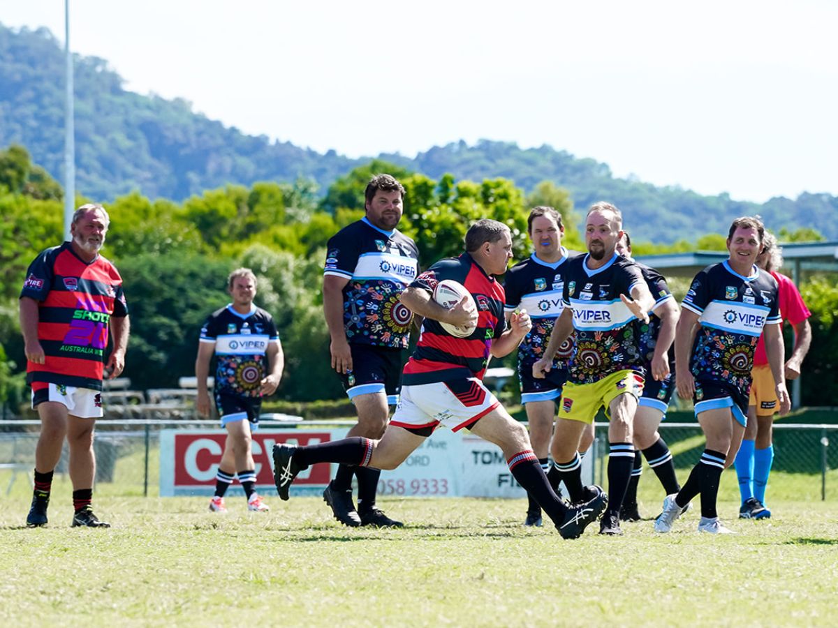Rugby league player making a break in play