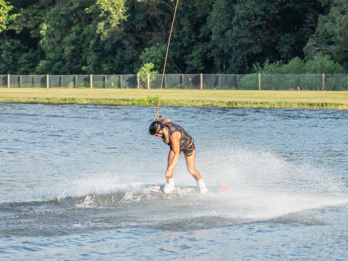 Female masters competing in wakeboard competition