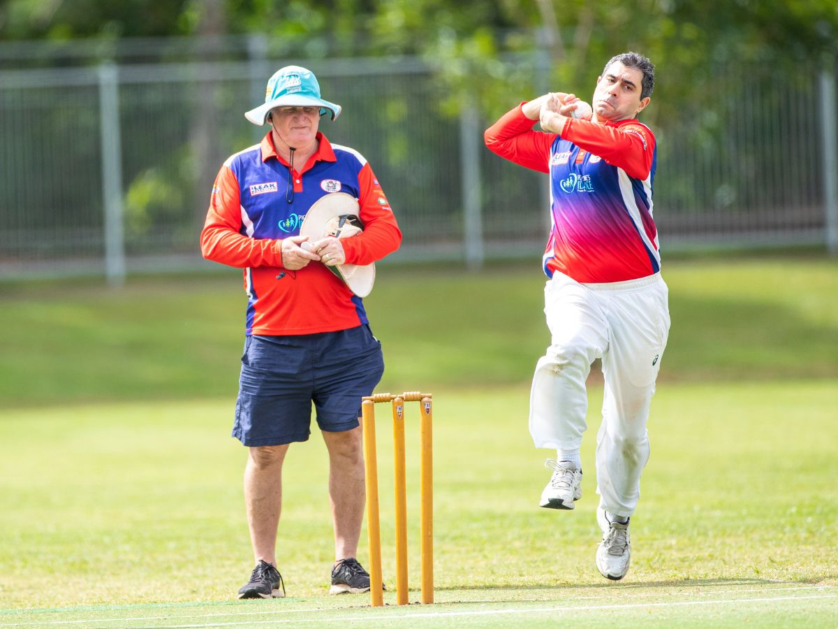 Masters man bowling cricket ball
